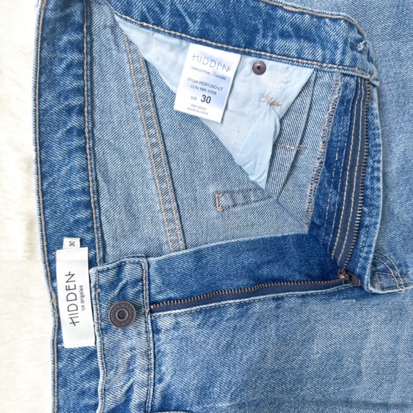 HIDDEN Dad Jean Wide Straight Leg High Rise Distressed Cotton Jeans - Picture 4 of 12